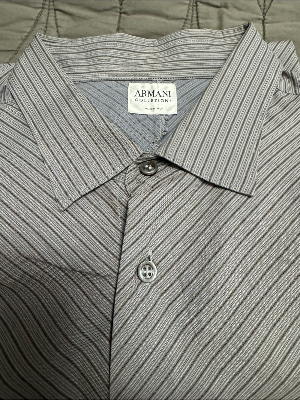 Armani Collezioni Gray Diagonal Pinstripe Dress Shirt Large